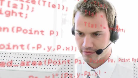 Call-centre-agent-talking-while-typing