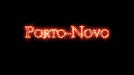 porto-novo escrito con el bucle de fuego.