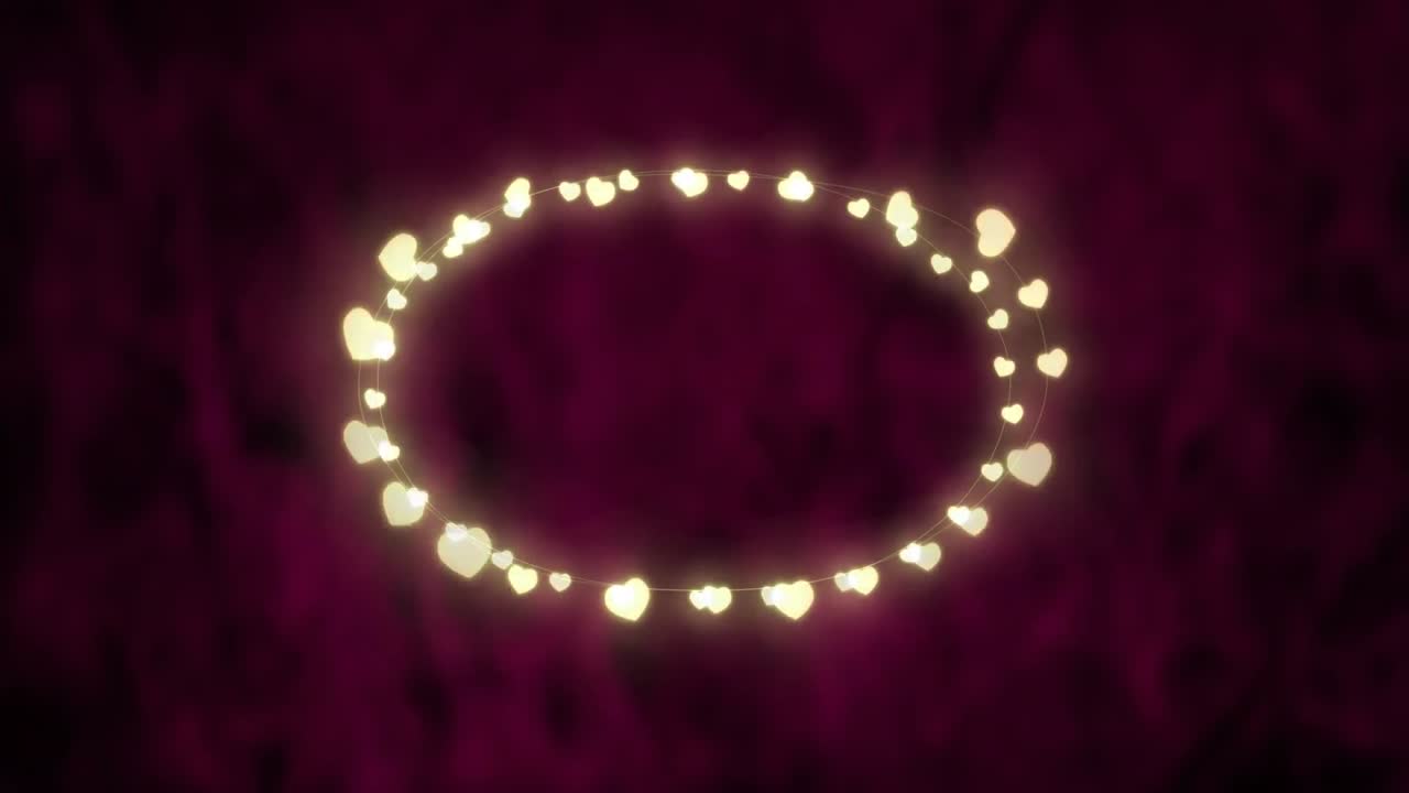 un óvalo brillante de luces de hadas sobre un fondo rosa