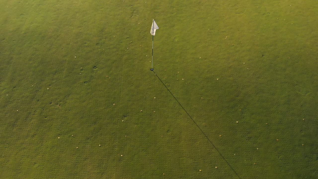 녹색 골프 코스에서 백기를 넘어 이동