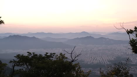 Landscape-shot-of-Seoul-city-in-South-Korea-with-mountains-and-nature