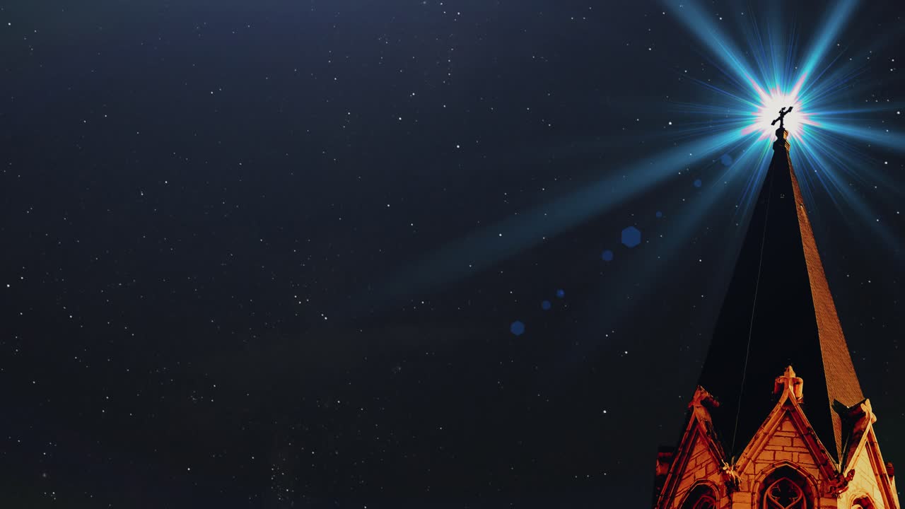 밤 별 배경으로 4k 교회