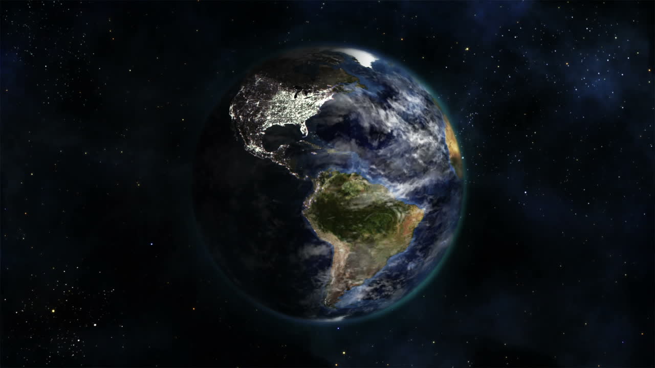 Earth turning while changing daytime lighted and unlighted