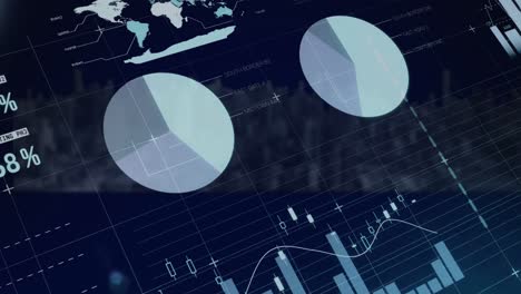 animation of financial data processing over landscape