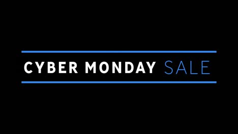 White-and-blue-Cyber-Monday-Sale-text-appearing-against-black-screen