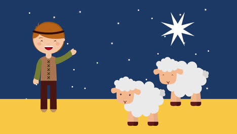 merry christmas manger scene with sheeper