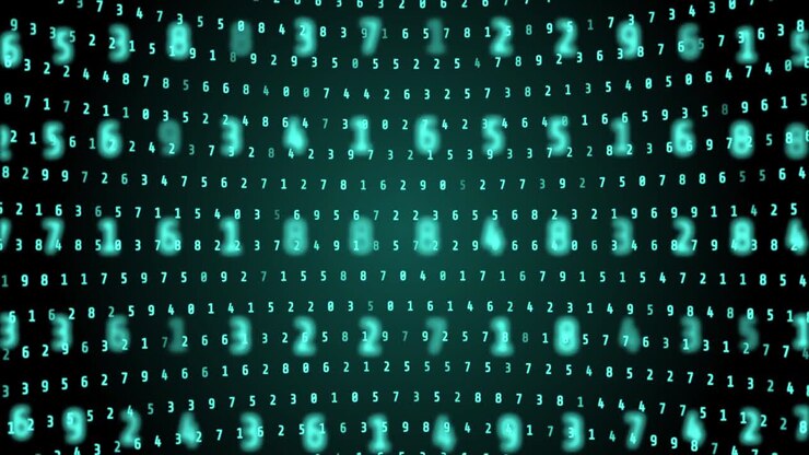 Digitale Zahlentechnologie 4K. Bewegter Hintergrund mit laufendem Entwickler-Programmcode.