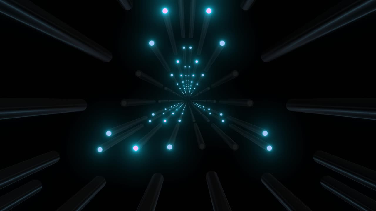 Glowing Tunnel with Cylinders and Lights
