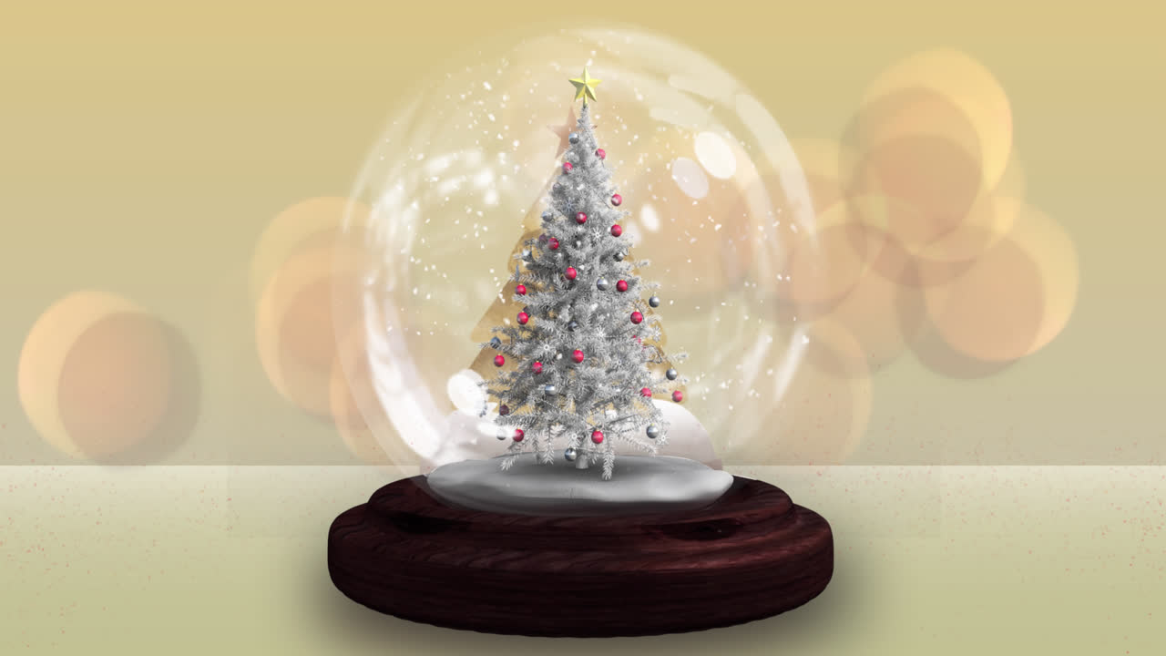 크리스마스 스노우볼 위에 떨어지는 눈의 애니메이션