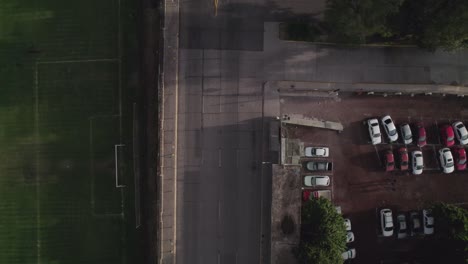 overhead shot of a bridge and car traffic