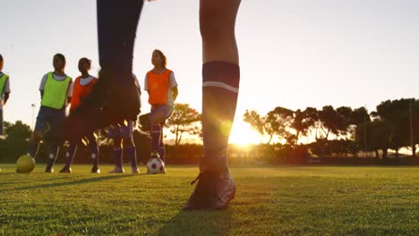 Female-soccer-player-shooting-the-ball-4k