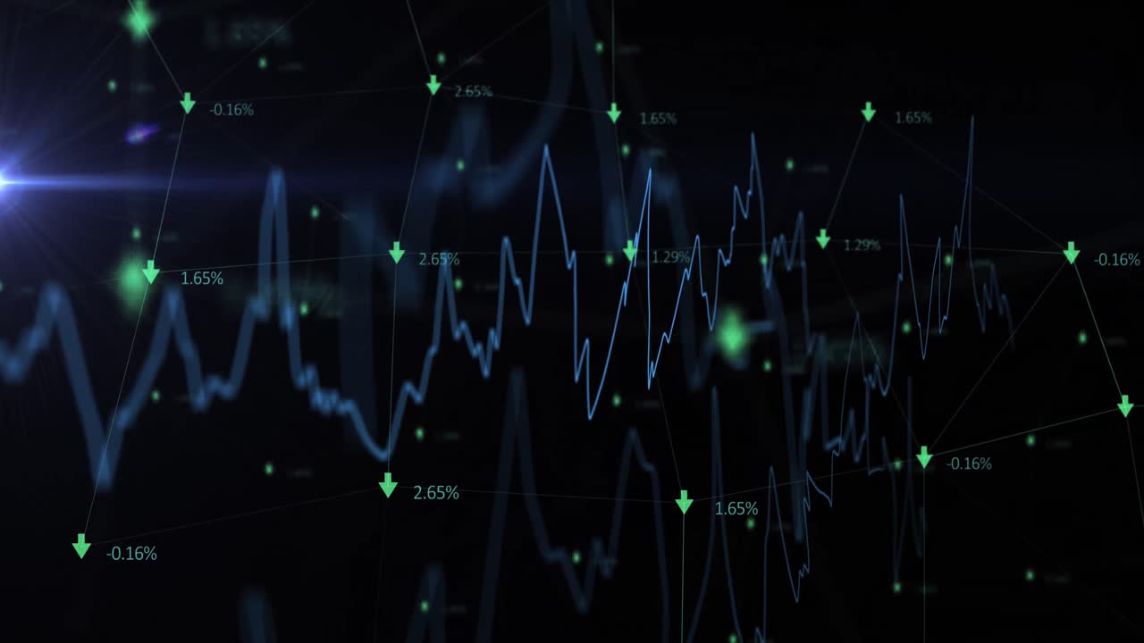 animación del procesamiento de datos financieros sobre un fondo negro