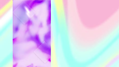 Animation-of-undulating-purple-liquid-on-vertical-screen,-over-pastel-swirls