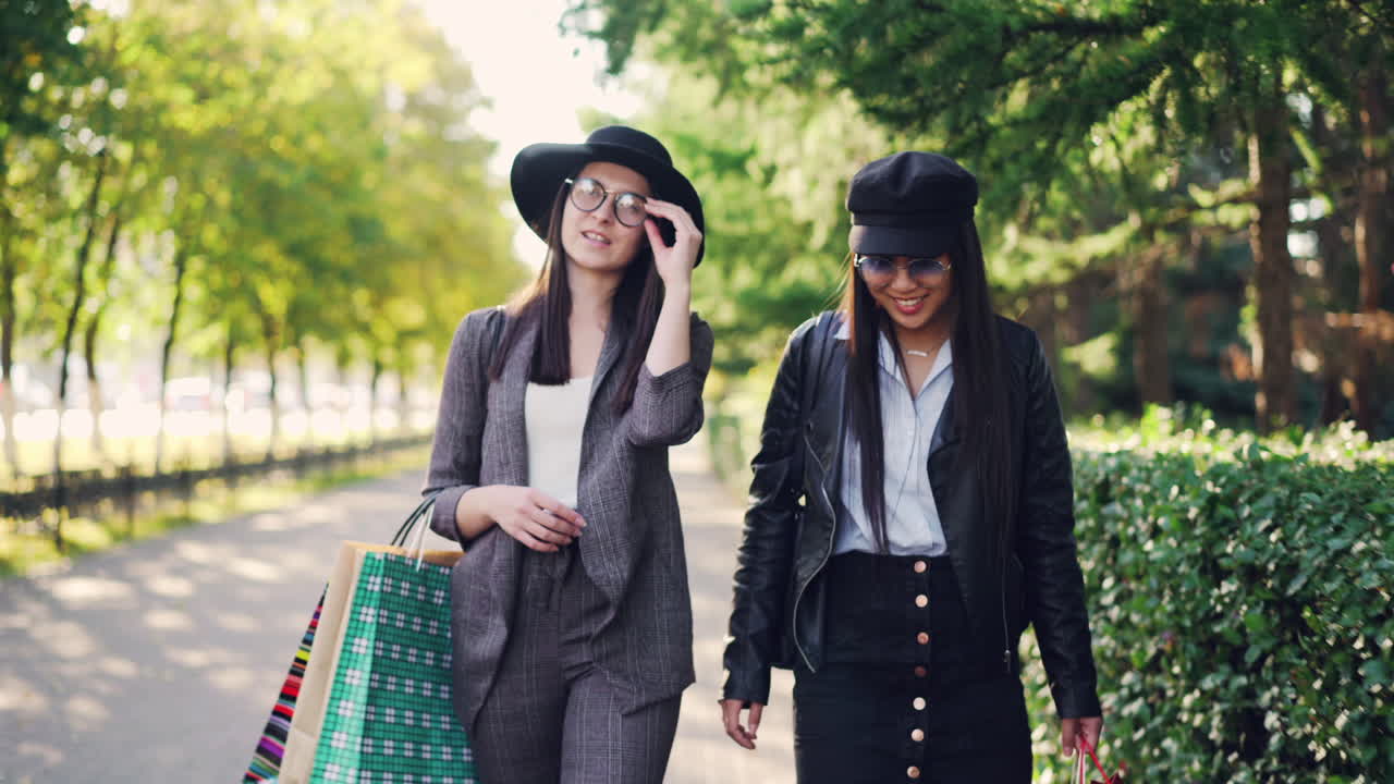 Two Women Shopping in a Park