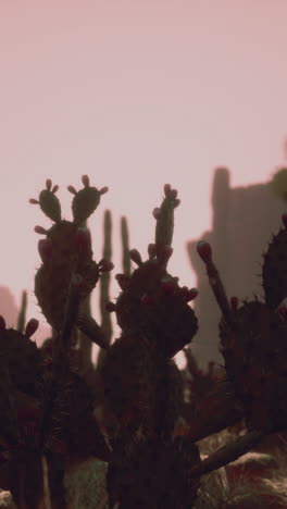 close up of cactus in the desert at sunset