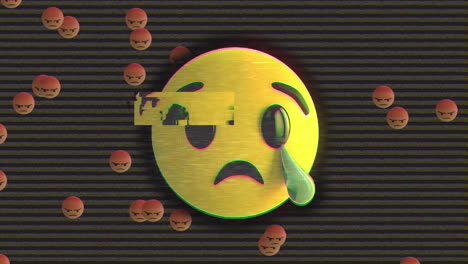 emoji de cara llorosa contra emoji de cara enojada cayendo en el fondo