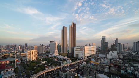 time lapse of aerial view of icon siam, bangkok downtown. financial district and business centers in smart urban city in asia. skyscraper and high-rise buildings. thailand