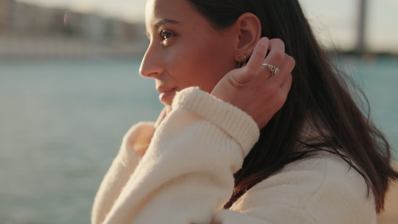 Young Woman Enjoying Sunset in Seville