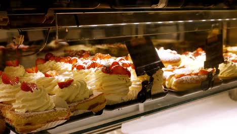 close-up of desserts in display