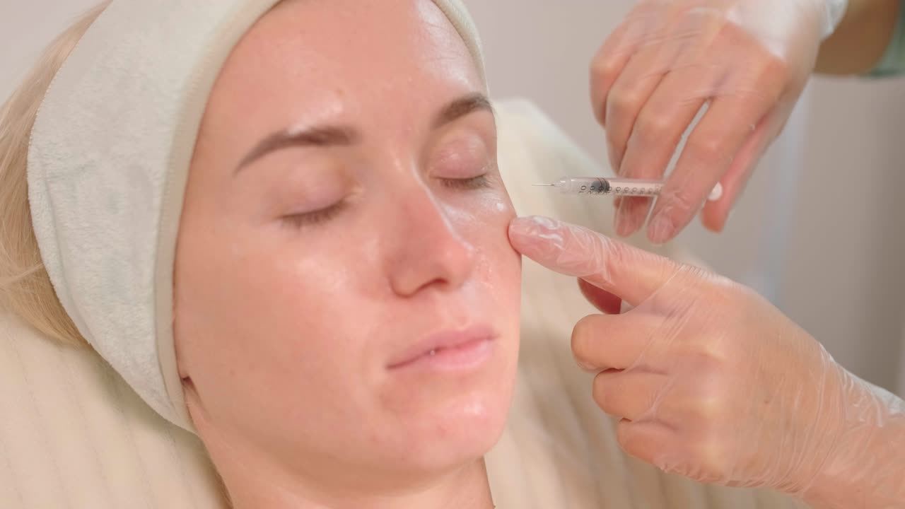 procedimiento de inyección de botox en la clínica de cosmetología moderna. terapia botulínica