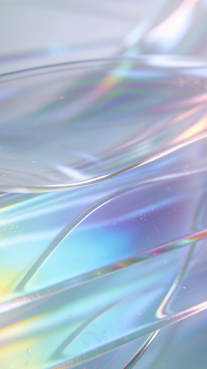 Vertical video: Shifting iridescent sheet moving after light shift at studio closeup, showing seam