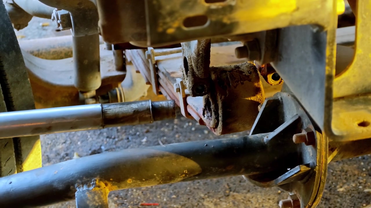 Close up view showcasing essential truck maintenance components in an industrial environment.