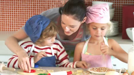 Mother-with-their-children-in-her-Kitchen