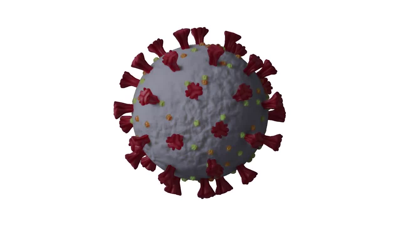 animación del virus paquete de animación de 3 en el tablero rojo sobre la célula del coronavirus covid 19 girando