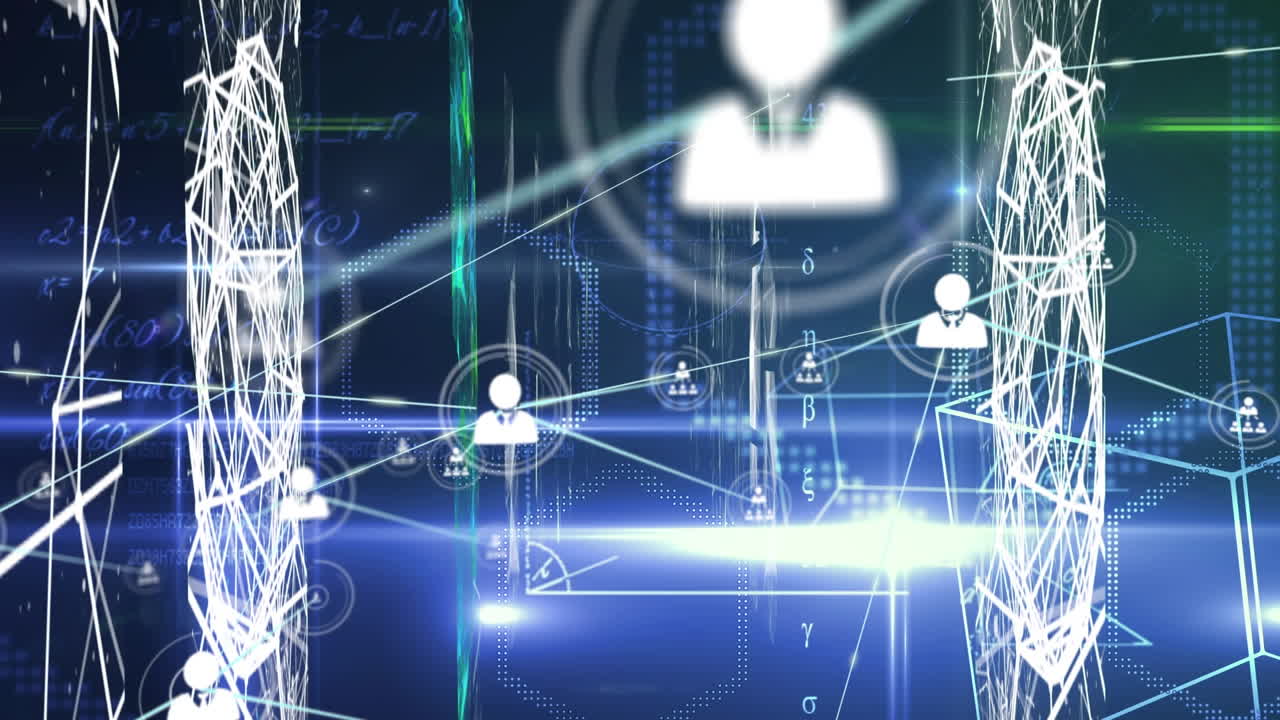 검은색 배경에 연결 네트워크의 애니메이션