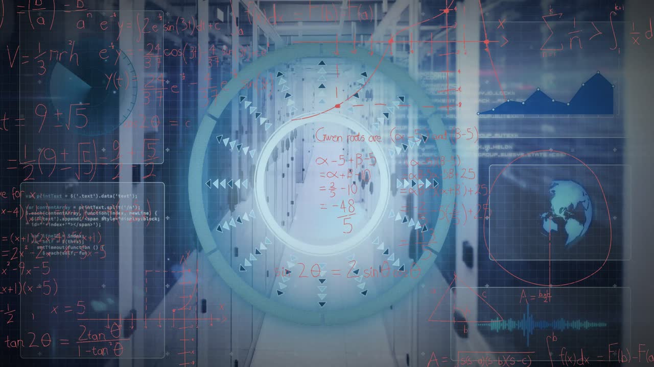 animazione dell'elaborazione dei dati sulla sala server