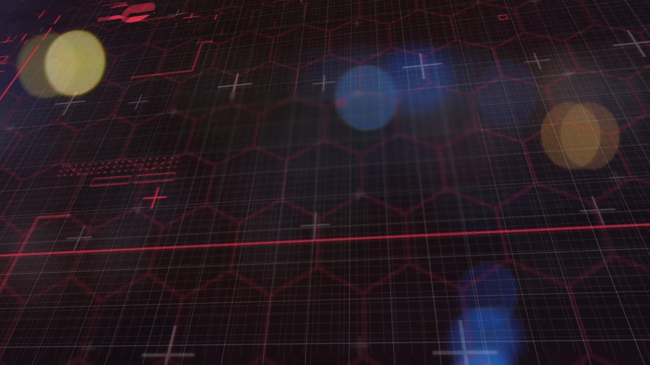 animación de luces y procesamiento de datos en espacio digital negro