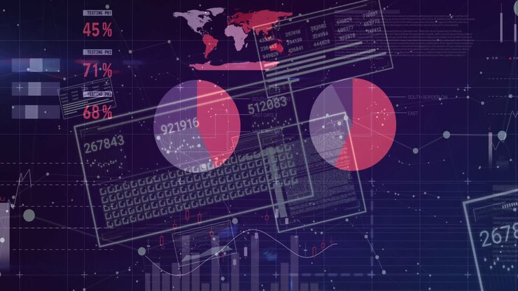 Starting animation sequence, data dashboard reconfiguring on purple grid, updating panels and IDs