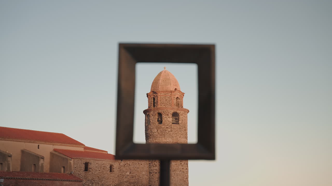 Framed view of &Eacute;glise Notre-Dame des Anges tower, Collioure, France