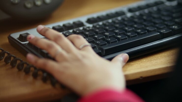 Keyboard typing close up
