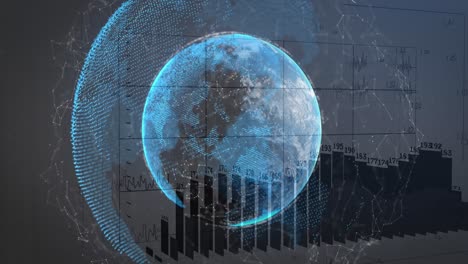 animación del procesamiento de datos financieros en todo el mundo sobre un fondo negro