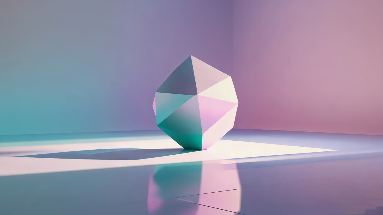 Abstract Geometric Polyhedron in Gradient Lit Room