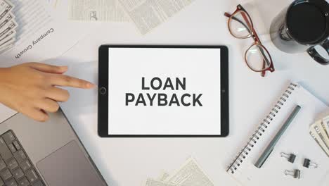 loan payback displaying on a tablet screen