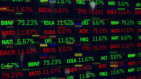 animation of stock market over moving columns on black background