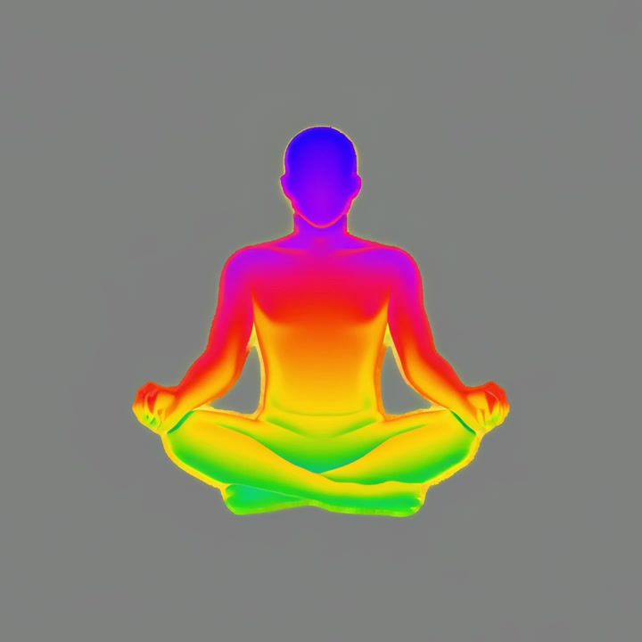 Animazione di sagoma colorata di aura di meditazione, risorsa isolata, video 4K trasparente, canale alfa