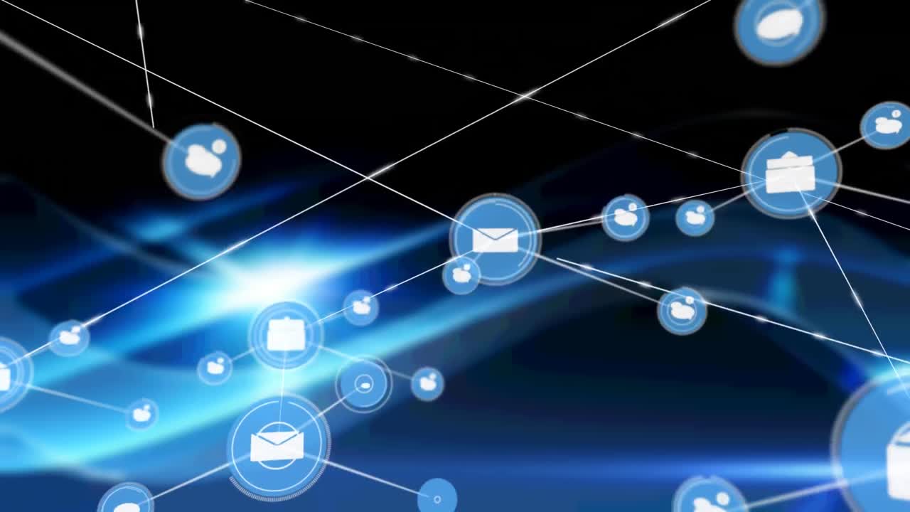 анимация сети соединений на черном фоне