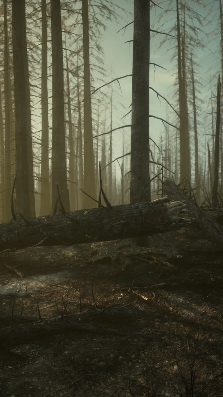 bosque quemado en las montañas
