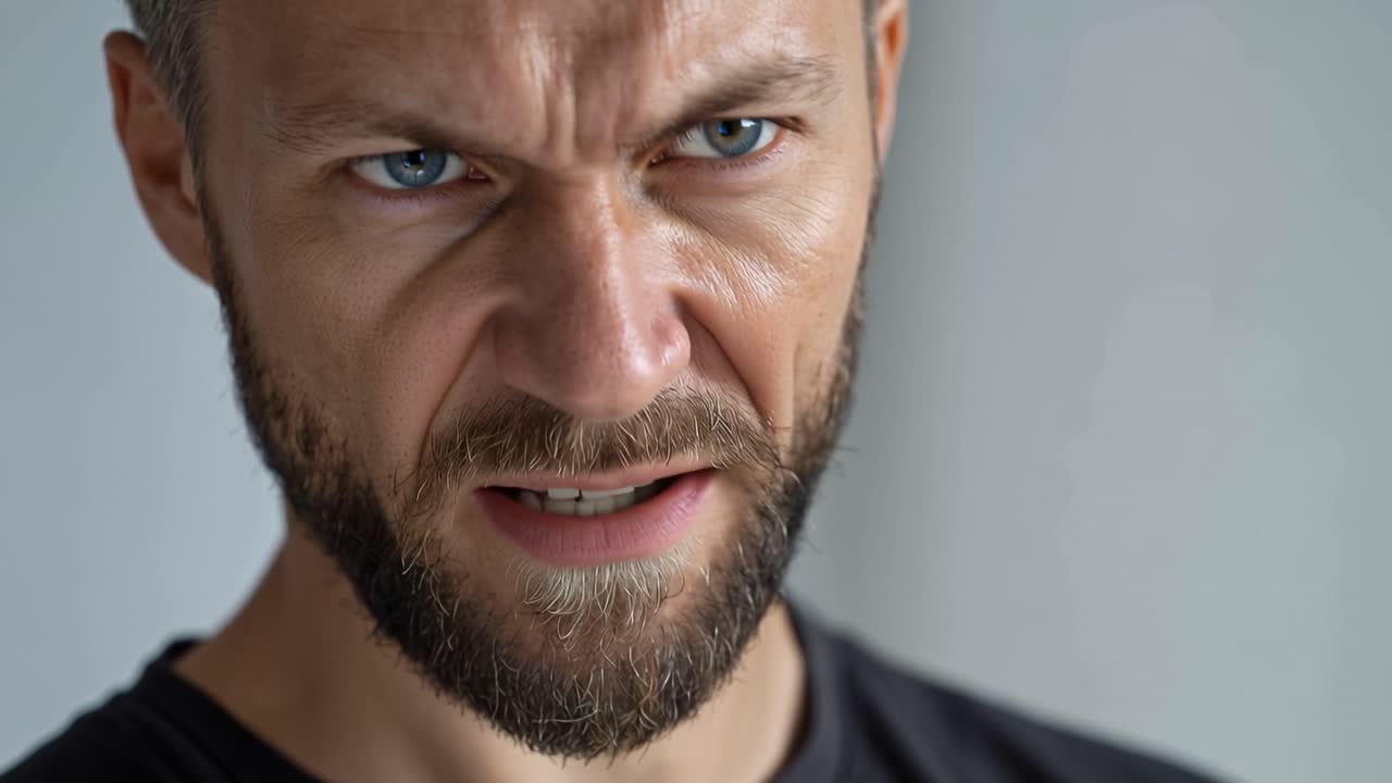 Retrato Intenso de un Hombre Concentrado con Ojos Penetrantes, Capturando Emoción y Profundidad en la Expresión para un Impacto Visual Dramático.