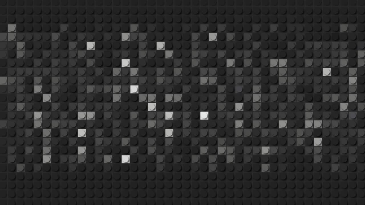 Abstract shiny monochrome pixel block moving background, seamless loop. Motion. Pixelated multicolored block moving wall with blinking squares, black and white