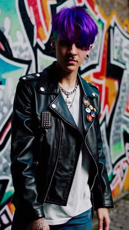 stylish person in a leather jacket