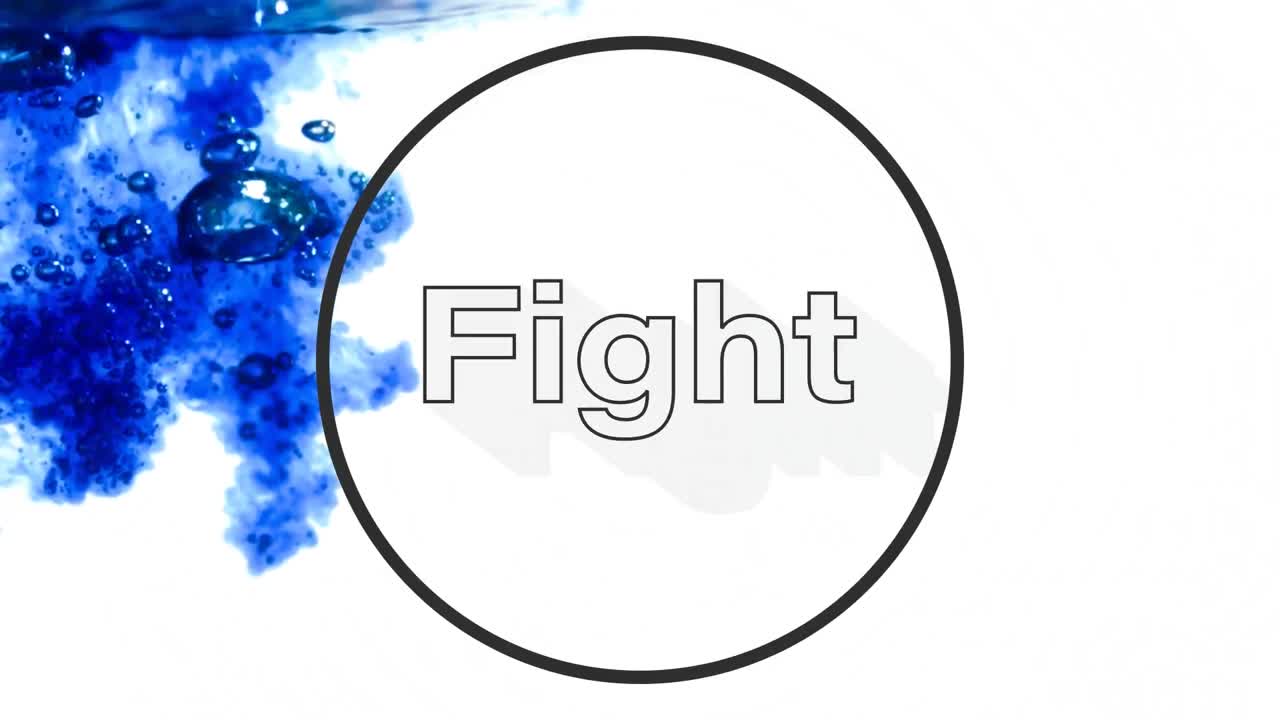 모양 위에 싸우는 텍스트의 애니메이션