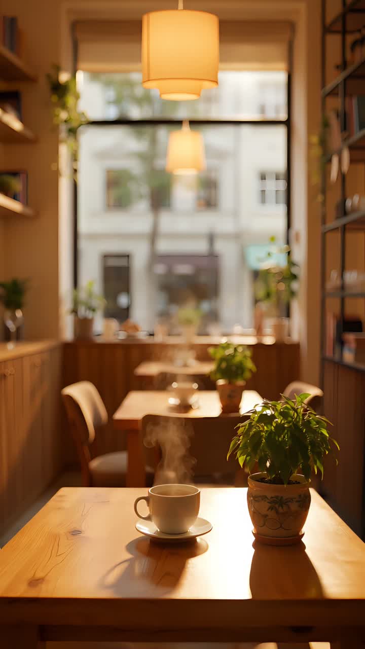 Interno di caffè estetico con atmosfera accogliente 4K