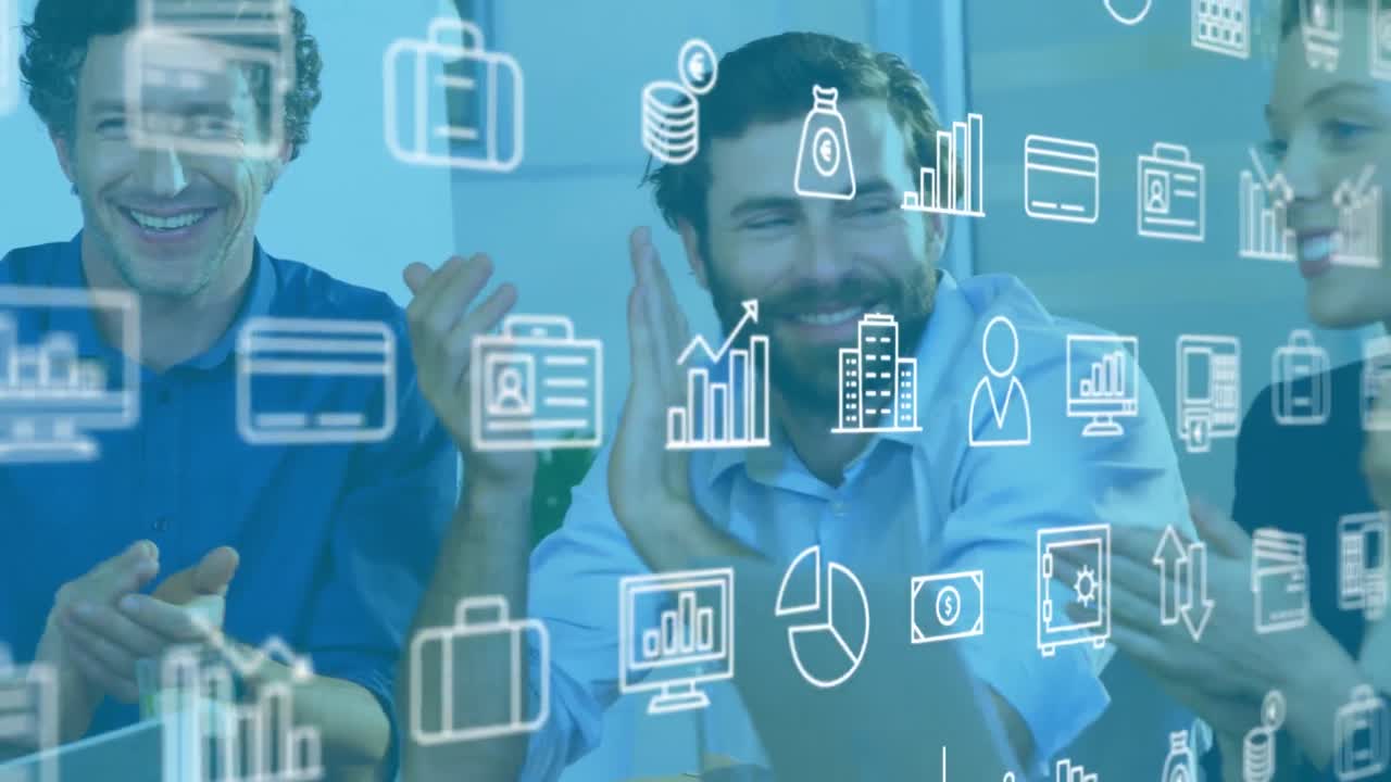 animación de iconos en línea sobre diversas personas de negocios