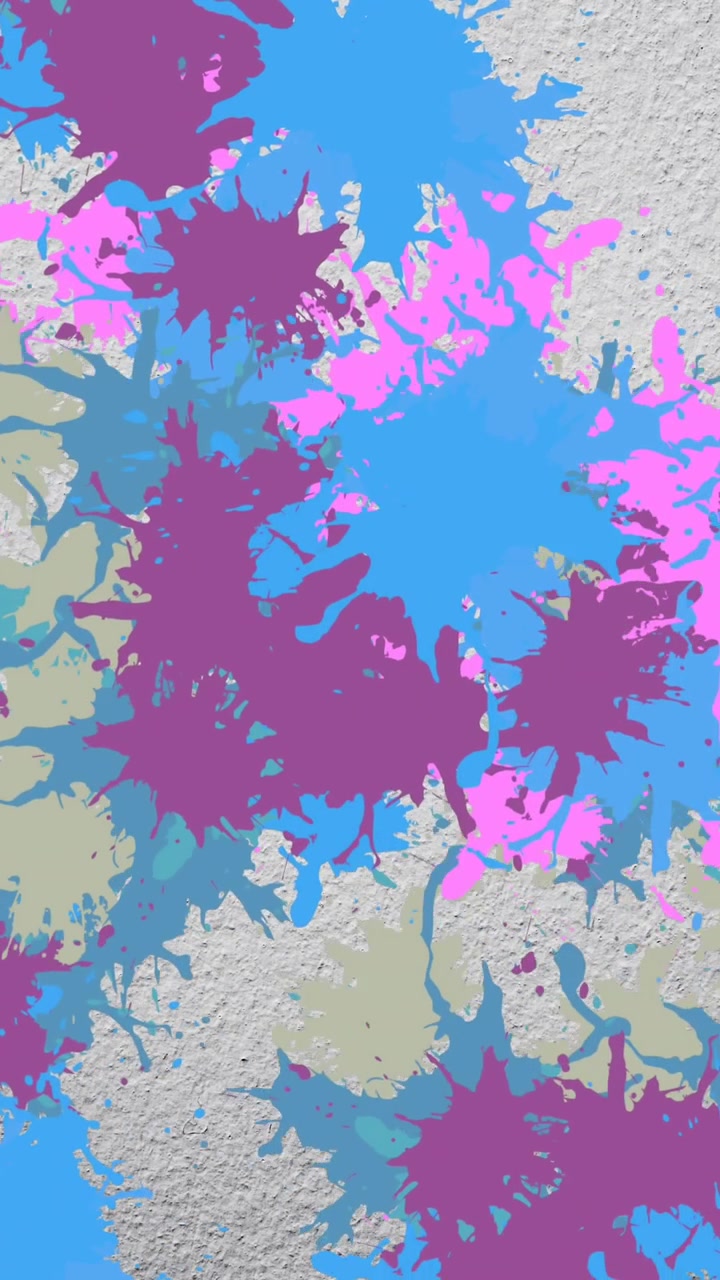 Animazione di molteplici macchie colorate su sfondo bianco