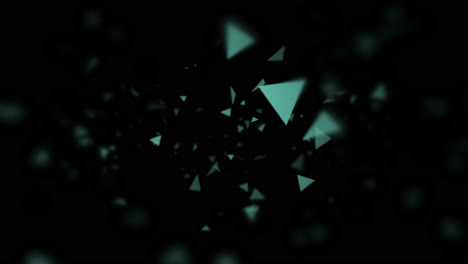 ethereal green light triangles on a mysterious dark background