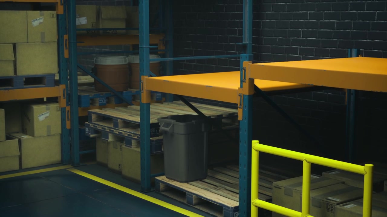 Exploring a vibrant warehouse filled with neatly organized storage sections